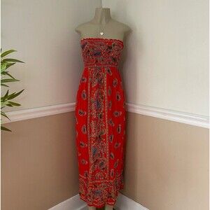 Angie Women's Strapless Flowy Rayon Maxi Dress